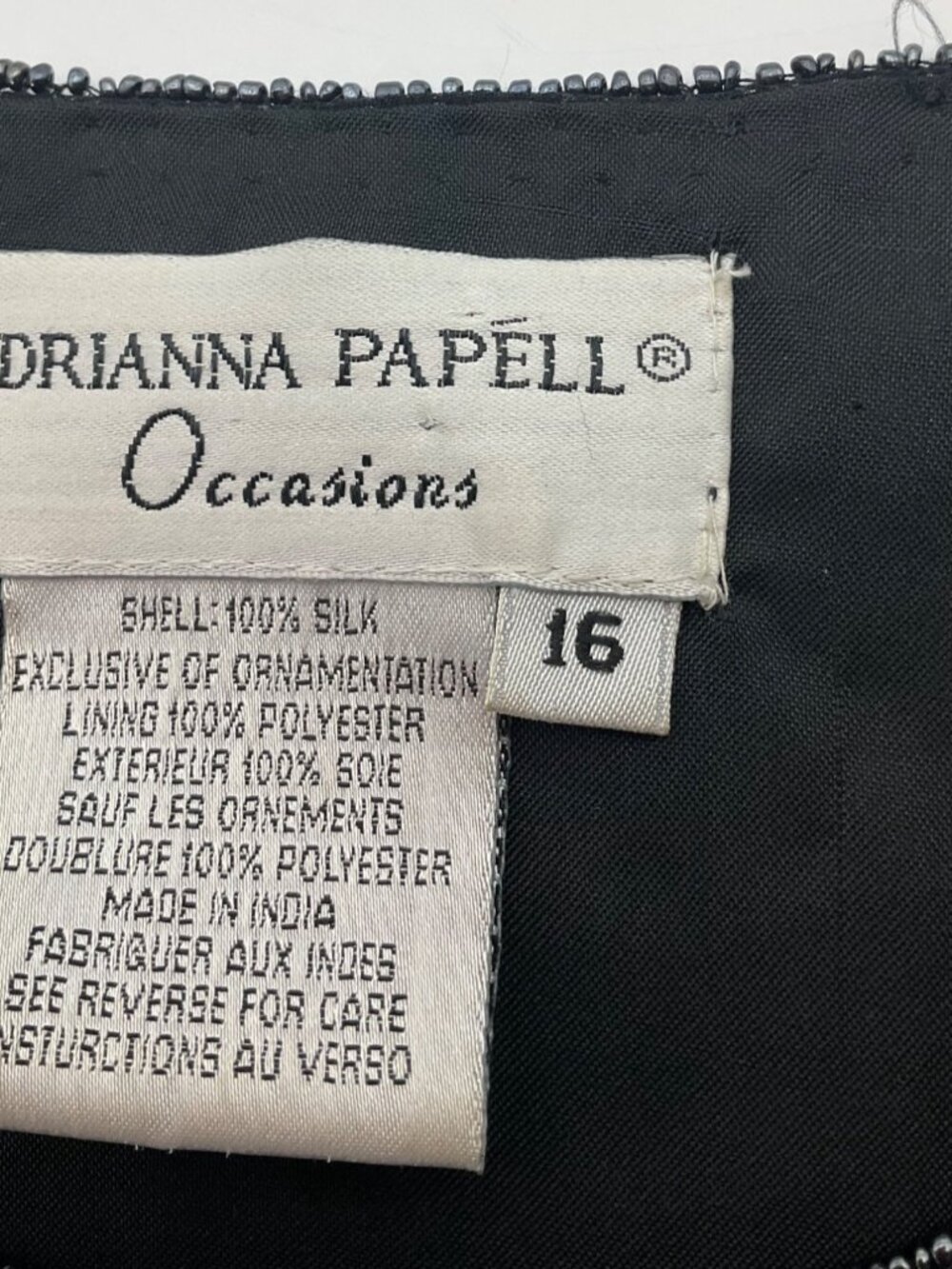 VTG Adrianna Papell XL Formal Jacket Beaded Embroidered Black Floral Silk - Picture 5 of 12